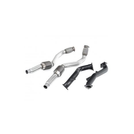 MILLTEK - Descentes de Turbo 76 mm avec Semi-Gloss Black coating - Suppriment catalyseurs primaires - Avec catalyseurs secondaires Hi-Flow 100 CPSI  (Pour grosse préparation) - Montage ligne Origine - Audi - S6 4.0 TFSI C7 Quattro