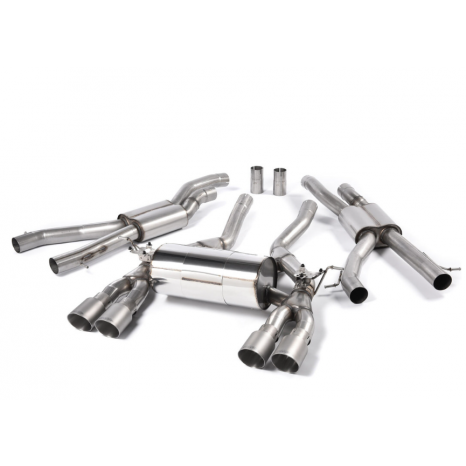 MILLTEK - BMW Série 3  - Ligne après catalyseur origine - Avec silencieux Intermediaire Race - Sorties Quad GT90 Titane