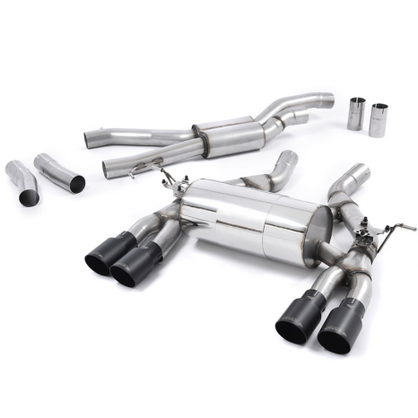 MILLTEK - BMW Série 3  - Ligne après catalyseur origine - Avec silencieux Intermediaire Road - Homologuée CE - Sorties Quad Cerakote Black GT90