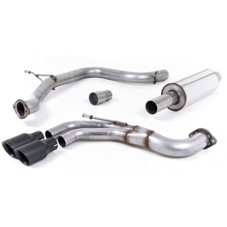 MILLTEK - Seat Leon FR 2.0 TDI 184CV SC et 5 Portes (Manuelle et DSG-auto) - Ligne après catalyseur origine - Avec silencieux intermédiaire - Homologué CE - Sorties Twin GT80 Cerakote Black