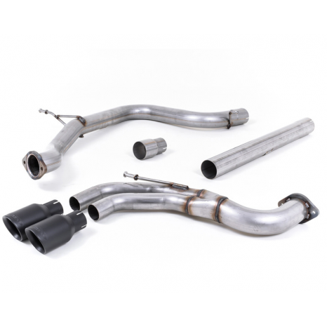 MILLTEK - Seat Leon FR 2.0 TDI 184CV SC et 5 Portes (Manuelle et DSG-auto) - Ligne après catalyseur origine - Sans silencieux intermédiaire - Sorties Twin GT80 Cerakote Black