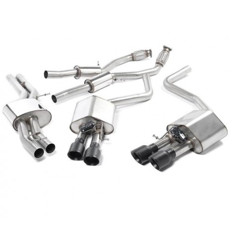 MILLTEK - Audi S8 4.0 TFSI - 420ch  - Ligne après catalyseur origine - Sans silencieux Arrière - Sorties Quad GT100 Black Velvet