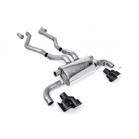 MILLTEK - Ligne après FAP - Sans silencieux intermédiaire - Sorties Quad GT100 Cerakote Black - 3 Series G20 et G21 M340i XDrive Saloon (Avec FAP)  2019 -> 