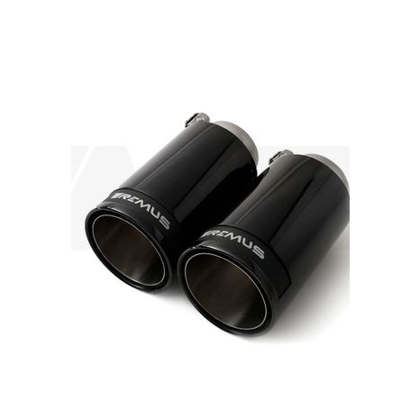 Jeu de 4 embouts inox noir avec insert carbone STREET RACE BLACK Ø 84 mm REMUS - BMW série 3 E90 - E92 - E93