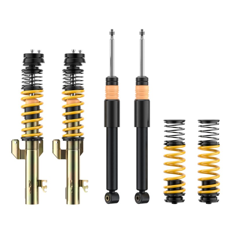 Combinés filetés ST XTA en acier galvanisé (amortissement réglable avec supports supérieurs) - ST SUSPENSION - VW Polo V R 220cv