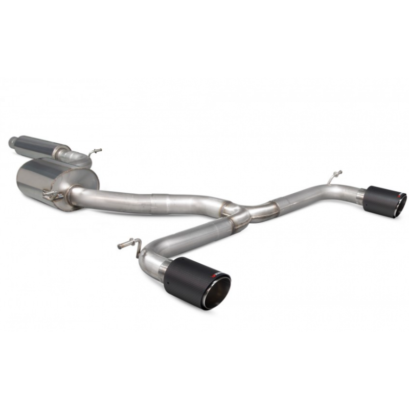 Ligne après catalyseur avec silencieux intermédiaire SCORPION - Volkswagen Golf MK7 Gti  2013 -> 2016 - Sorties fibre de carbone 100mm Ascari trims