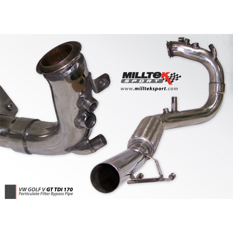 MILLTEK - Golf Mk5 GT 2.0 TDI - Ligne après catalyseur origine - Sans silencieux Intermediaire 