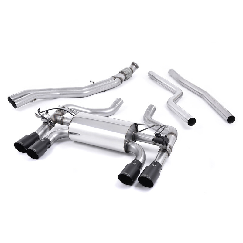 MILLTEK - BMW 2 Series (F87) M2 Coupé - Ligne après catalyseur origine Hollowtek - Twin valved - Homologué CE - Sorties Quad GT90 Cerakote Black