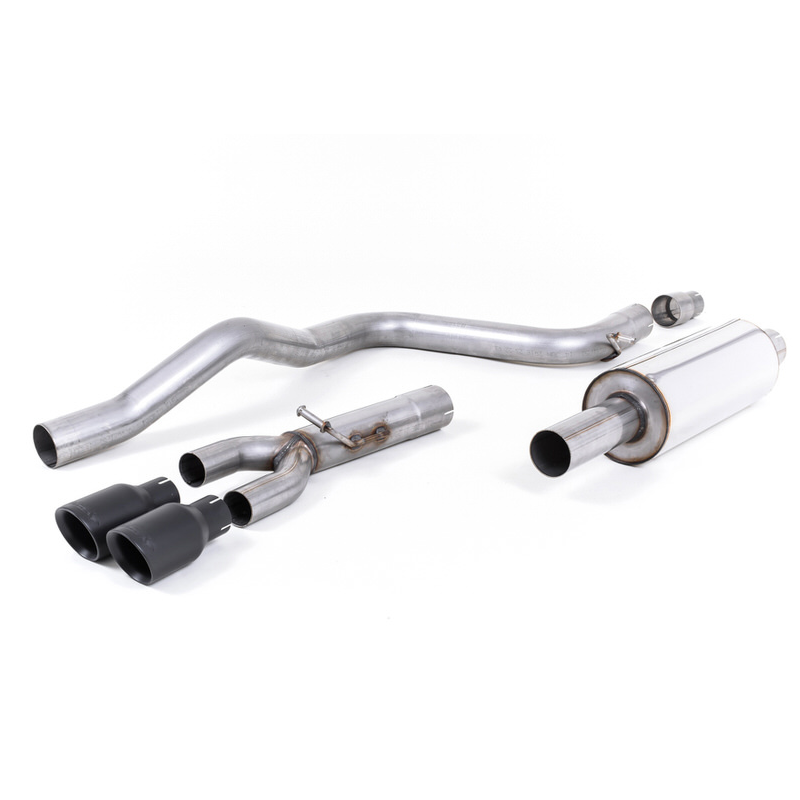 MILLTEK - Seat Leon FR 2.0 TDI 150CV et 5 Portes (Manuelle et DSG-auto) - Ligne après catalyseur origine - Avec silencieux intermédiaire - Homologué CE - Sorties Twin GT80 Cerakote Black