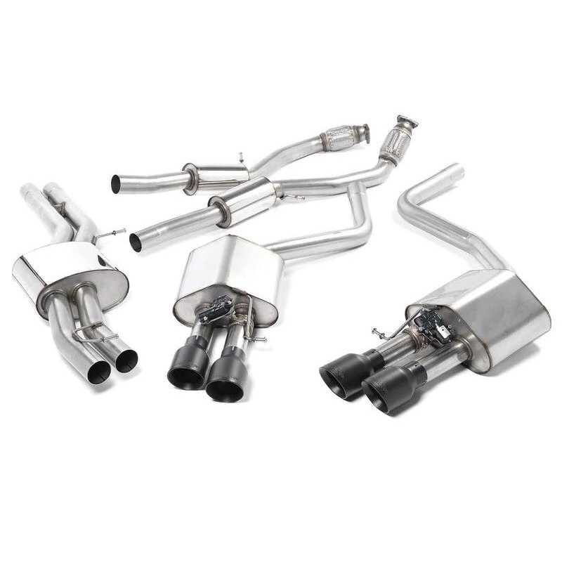 MILLTEK - Audi S8 4.0 TFSI - 420ch  - Ligne après catalyseur origine - Sans silencieux Arrière - Sorties Quad GT100 Black Velvet