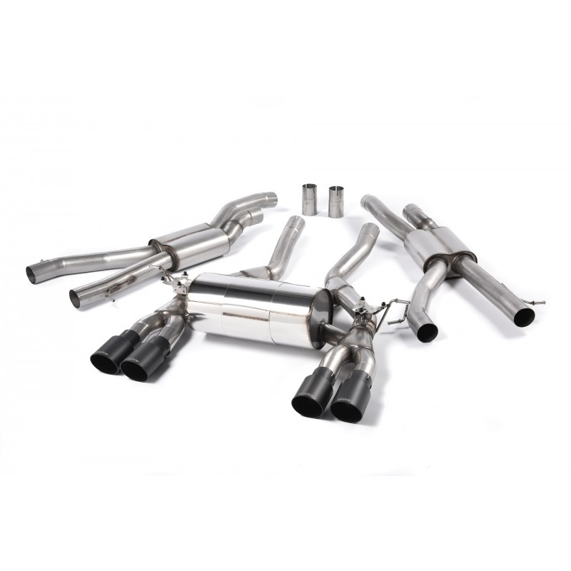 MILLTEK - BMW Série 4 M4 - 431ch - Ligne après catalyseur origine - Avec silencieux Intermediaire Race - Sorties Quad Cerakote Black GT90
