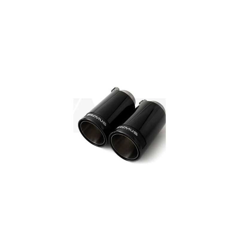 Jeu de 4 embouts inox noir avec insert carbone STREET RACE BLACK Ø 84 mm REMUS - BMW série 3 E90 - E92 - E93