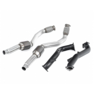 MILLTEK - Audi RS7 Sportback 4.0 V8 TFSI Bi-Turbo - Descentes de Turbo 76 mm avec Semi-Gloss Black coating - Suppriment catalyseurs primaires - Avec catalyseurs secondaires Hi-Flow 100 CPSI  (Pour grosse préparation) - Montage ligne Origine